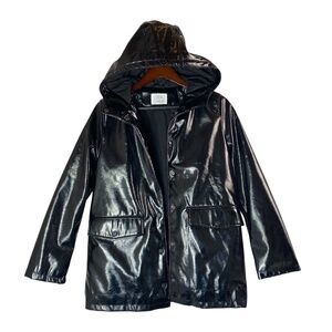 ZARA Kids Patent Style Finish Padded Winter Rain Coat in black Size 13-14